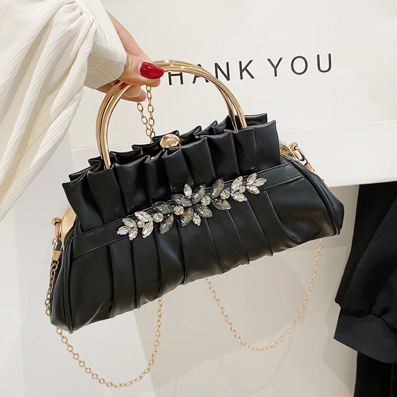 Vintage Diamond Shoulder Clutch Women's Evening Party Bag