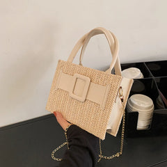 Summer Western Style Straw Crossbody Tote Bag