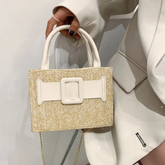 Summer Western Style Straw Crossbody Tote Bag