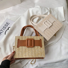 Summer Western Style Straw Crossbody Tote Bag