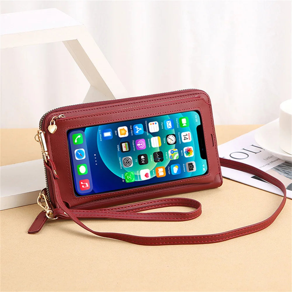 Women's Bag Wallet Shoulder Phone Clutch Soft Leather Touch Screen Bag