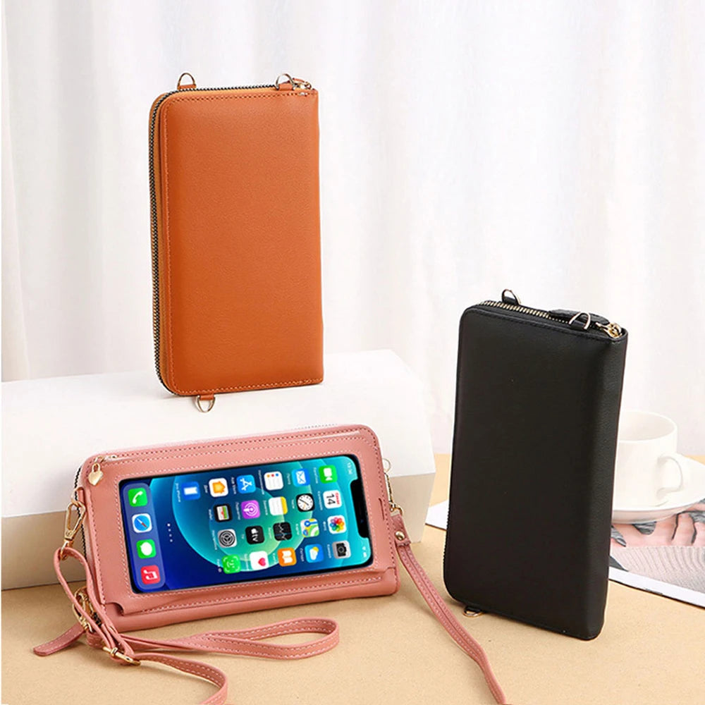 Women's Bag Wallet Shoulder Phone Clutch Soft Leather Touch Screen Bag
