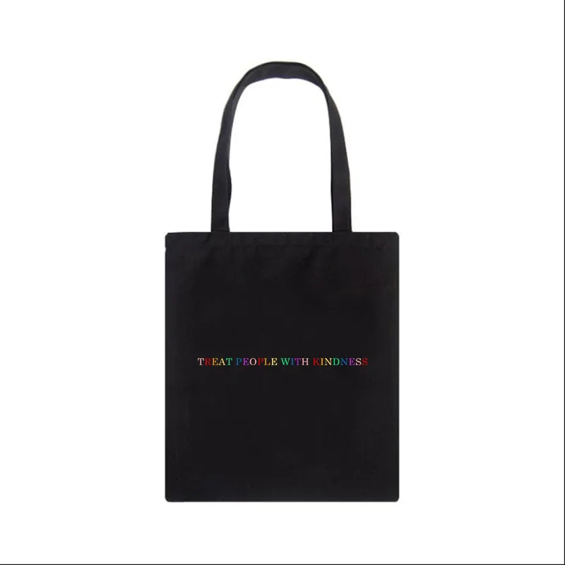 Women's Casual Canvas Shoulder Bag Large Capacity Harajuku Print Handbag