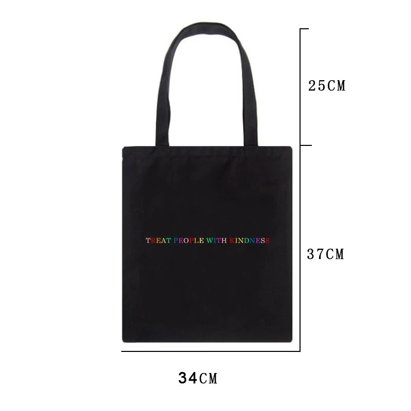 Women's Casual Canvas Shoulder Bag Large Capacity Harajuku Print Handbag