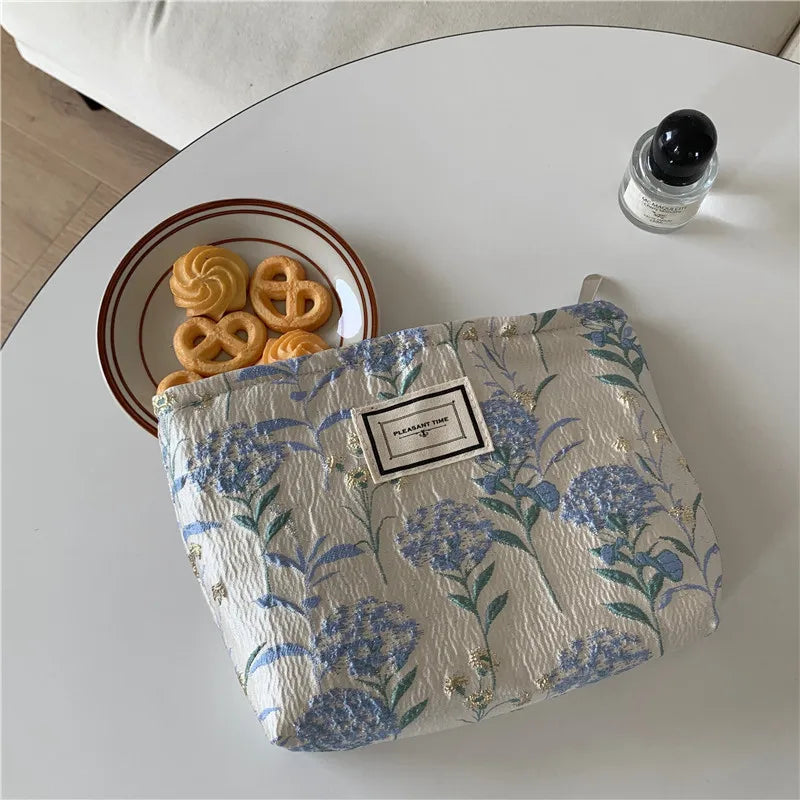Women's Large Capacity Canvas Shoulder Bag Flower Print Handbag