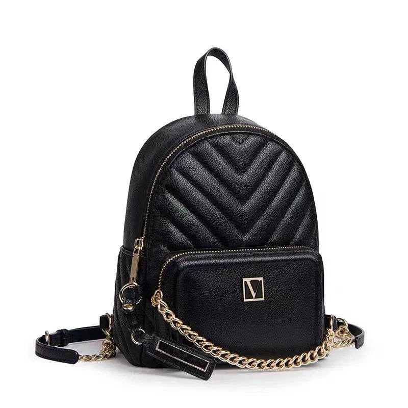 Quilted Chain Backpack for Women, Versatile Travel Bag with Pocket