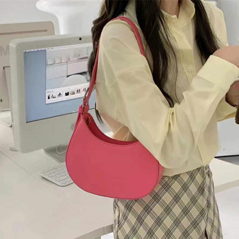 Women's Half-moon Underarm Bag Solid Handbags