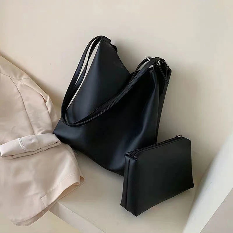 Women's Large Capacity Shoulder Bag High PU Leather Tote Handbag