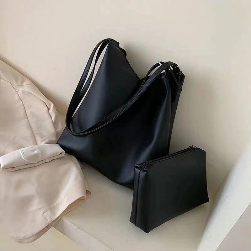 Women's Large Capacity Shoulder Bag High PU Leather Tote Handbag
