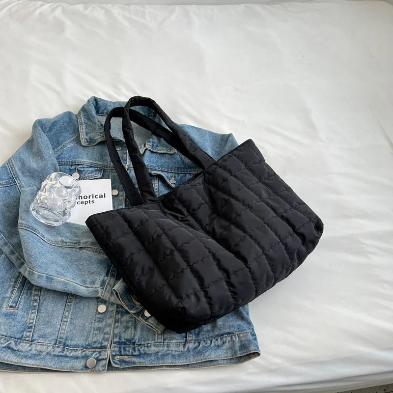 Women's Large Capacity Winter Shoulder Bag Nylon Handbags Casual Tote Bag