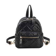 Women's Quilted Leather Backpack Small Casual Ladys Shoulder Bags