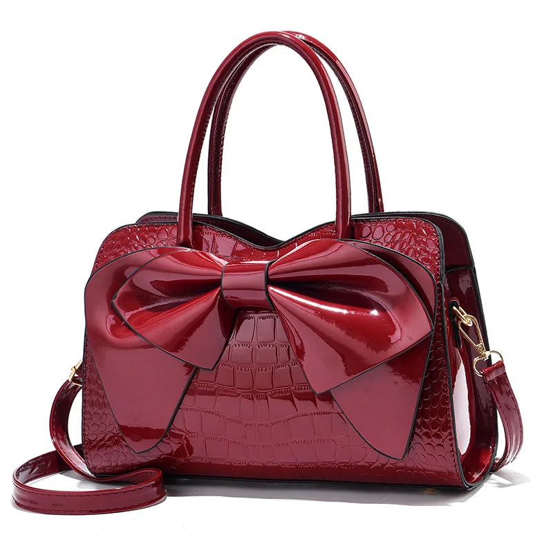 Women's Shining Leather Tote Shoulder Bag Large Capacity