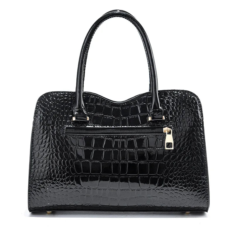 Women's Shining Leather Tote Shoulder Bag Large Capacity