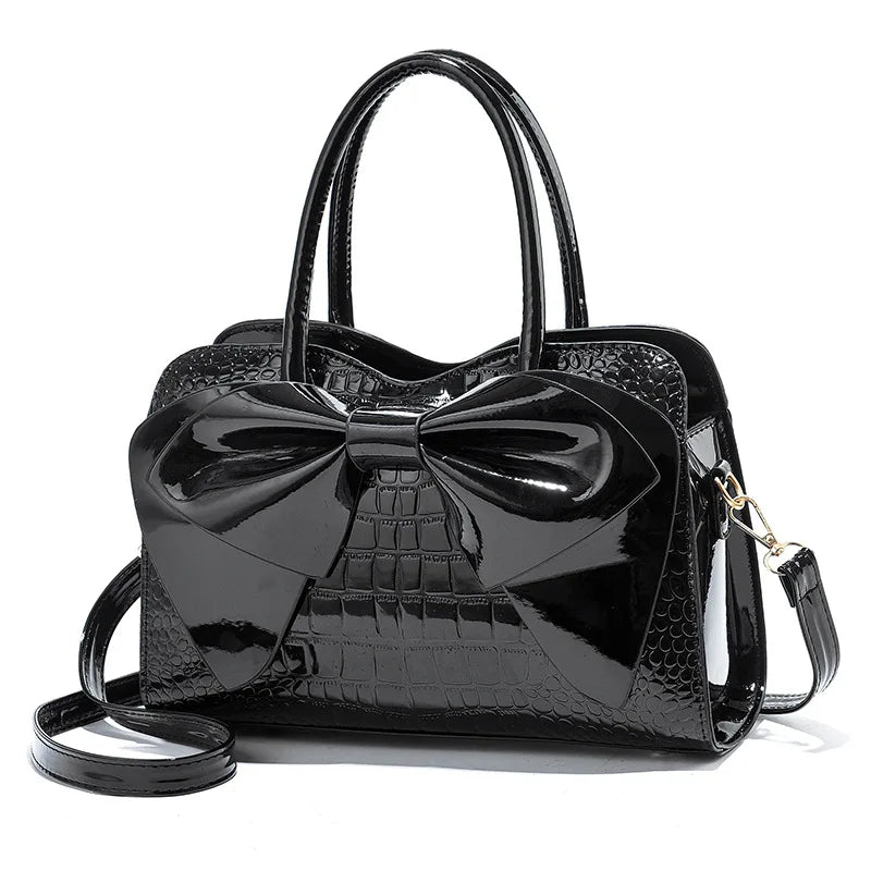 Women's Shining Leather Tote Shoulder Bag Large Capacity