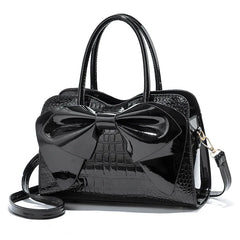 Women's Shining Leather Tote Shoulder Bag Large Capacity