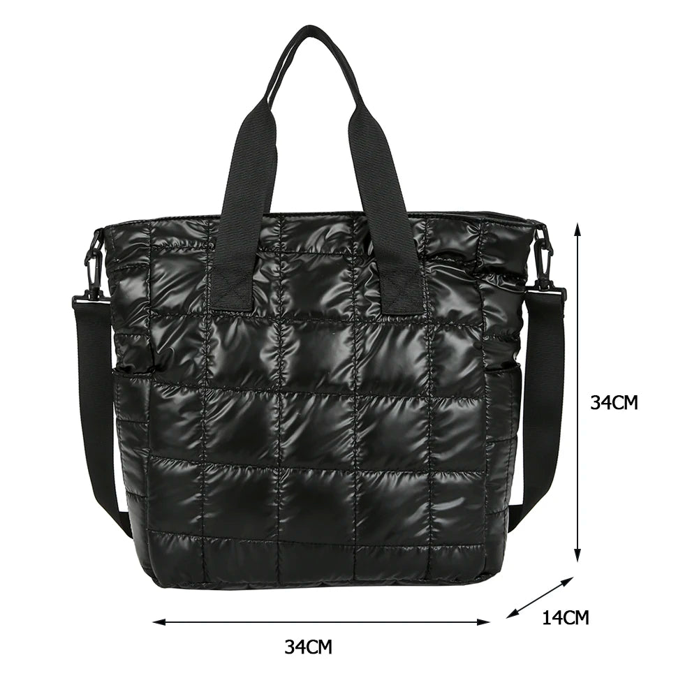 Nylon Quilted Top-handle Crossbody Bag with Embroidery