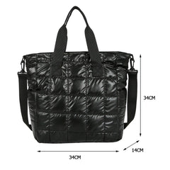 Nylon Quilted Top-handle Crossbody Bag with Embroidery