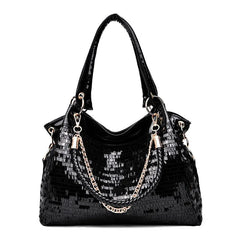 Women's Shoulder Bag PU Leather Ladies Sequined Patent Handbag