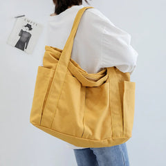 Women's Canvas Travel Shoulder Bag Large Capacity Shopper Tote Handbag