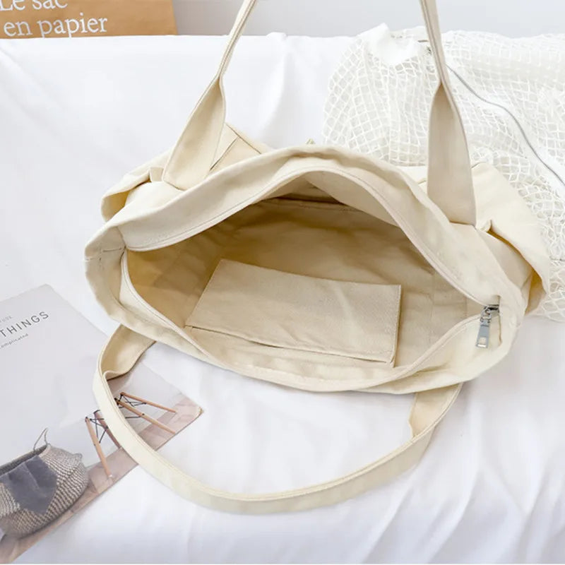 Women's Canvas Travel Shoulder Bag Large Capacity Shopper Tote Handbag