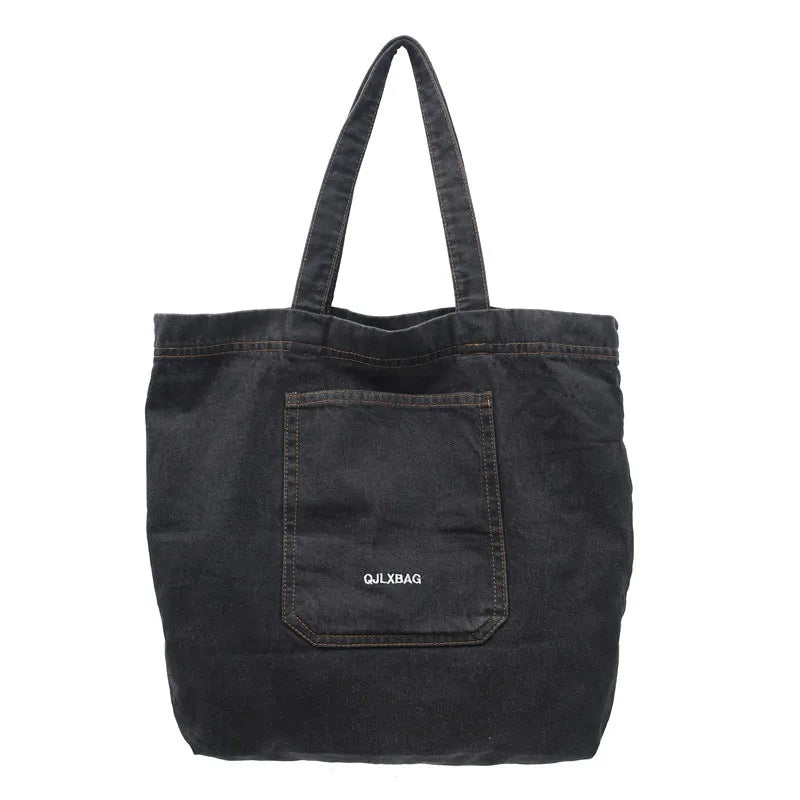Denim Shopper Totes Large Capacity Shoulder Bag for Women