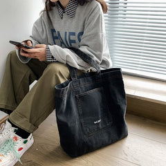 Denim Shopper Totes Large Capacity Shoulder Bag for Women