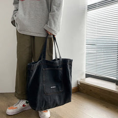 Denim Shopper Totes Large Capacity Shoulder Bag for Women