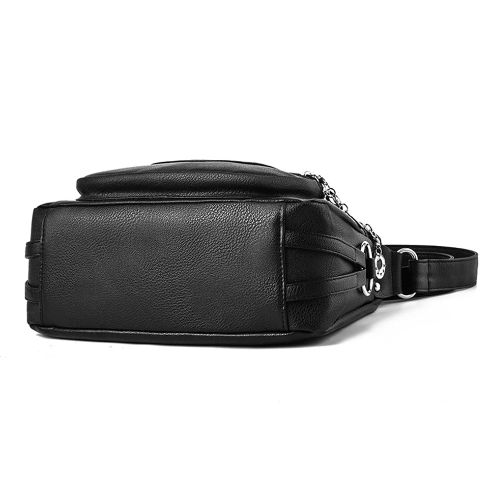 Women's Soft Leather Crossbody Sling Bag with Multi-Layer Pocket
