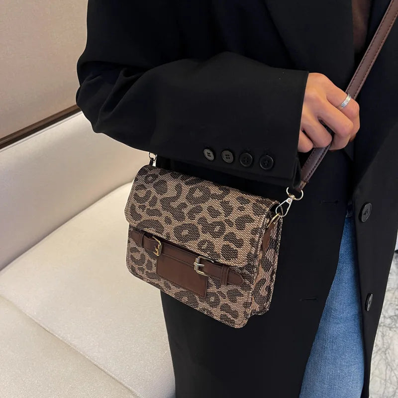 Women's Small Canvas Crossbody Bag Autumn Winter Pattern