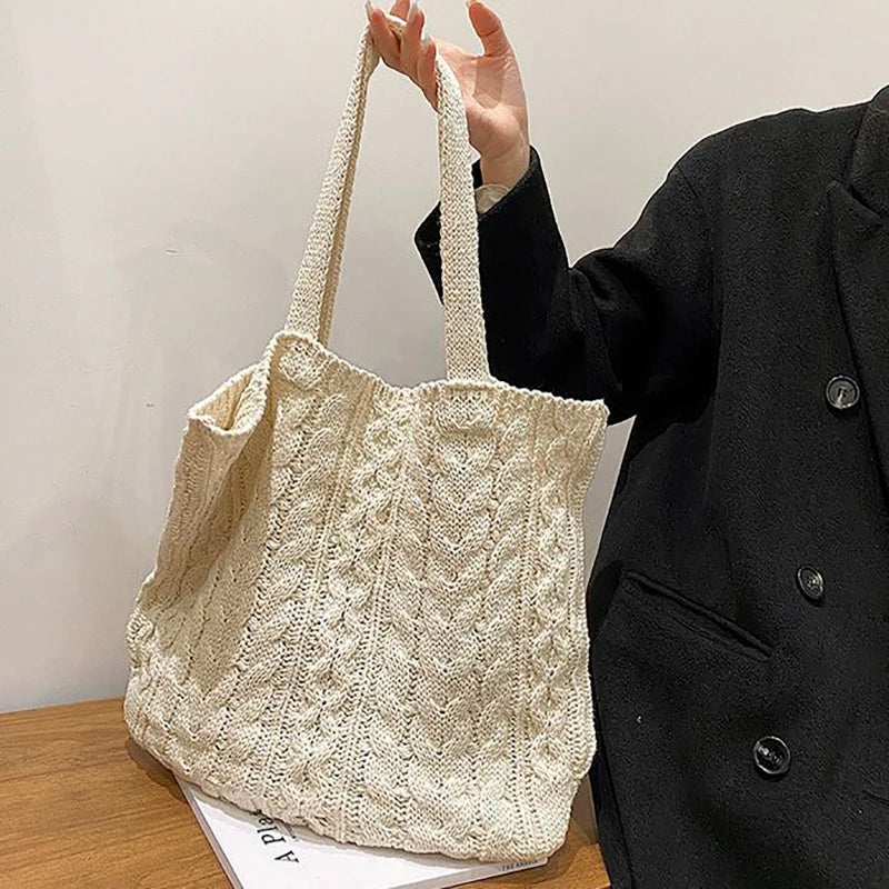 Women's Large Capacity Totes Casual Knitting Handbags Shoulder Bag