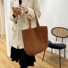 Women's Knitting Tote Bag Large Capacity Soft Handbag Shoulder Bag