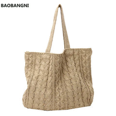 Women's Large Capacity Totes Casual Knitting Handbags Shoulder Bag