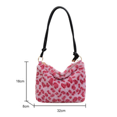 Faux Fur Animal Print Shopper Purse Handbag