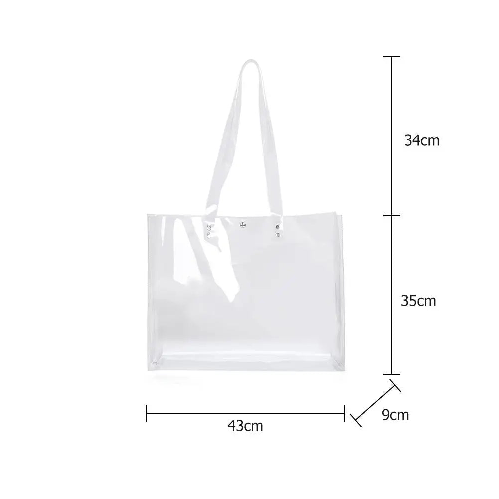 Clear Beach Totes PVC Transparent Handbags Large Shopper Shoulder Bags