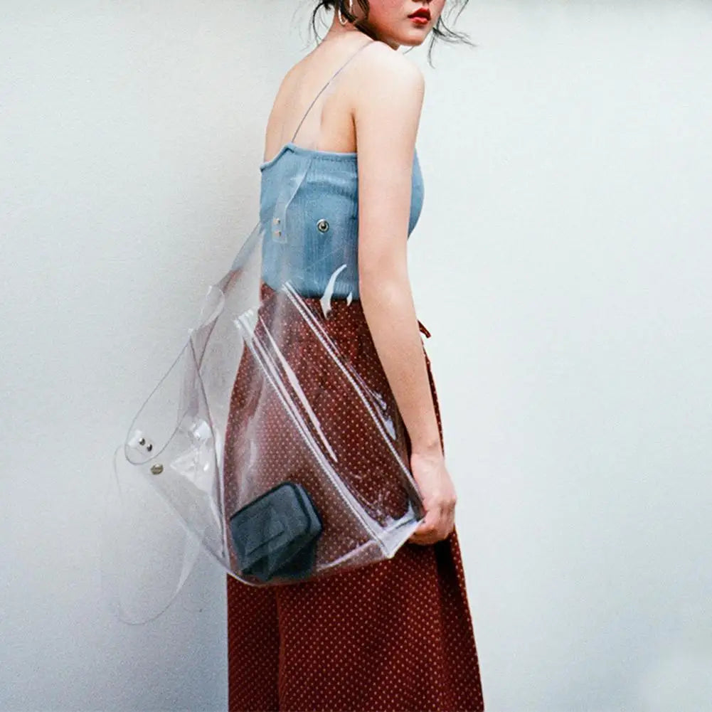 Clear Beach Totes PVC Transparent Handbags Large Shopper Shoulder Bags