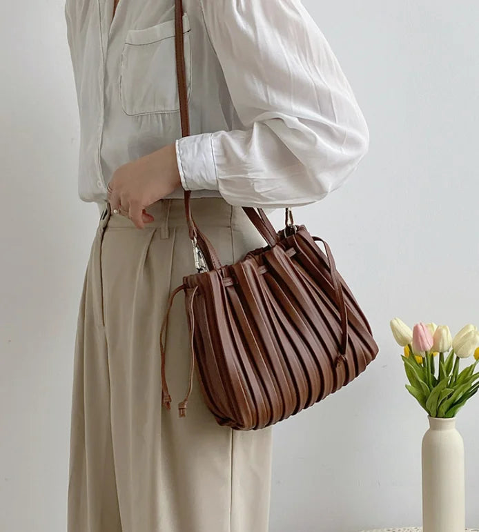 Striped Single Shoulder Messenger Bag Portable Fold Bag