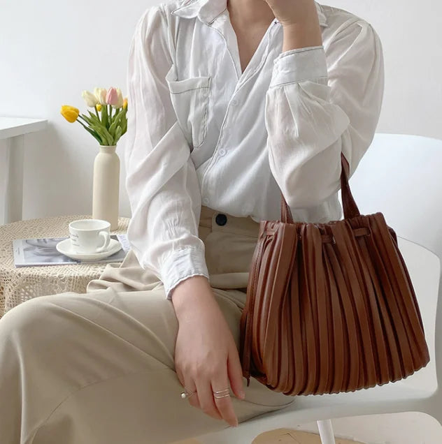 Striped Single Shoulder Messenger Bag Portable Fold Bag