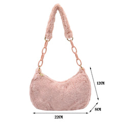Vintage Plush Shoulder Bag Acrylic Chain Small Shopper Handbags