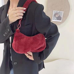 Vintage Plush Shoulder Bag Acrylic Chain Small Shopper Handbags
