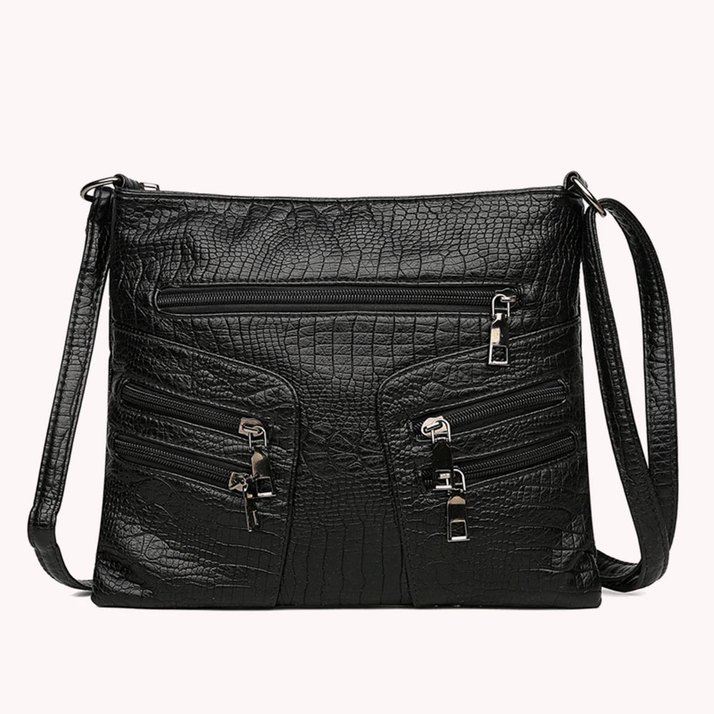 Vintage PU Leather Shoulder Crossbody Bag - Large Capacity Handbag