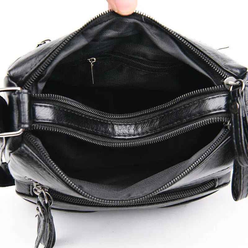 Women's Multi-Layer Messenger Bag Small PU Leather Shoulder Crossbody