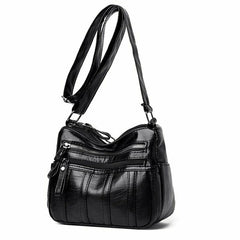 Women's Multi-Layer Messenger Bag Small PU Leather Shoulder Crossbody