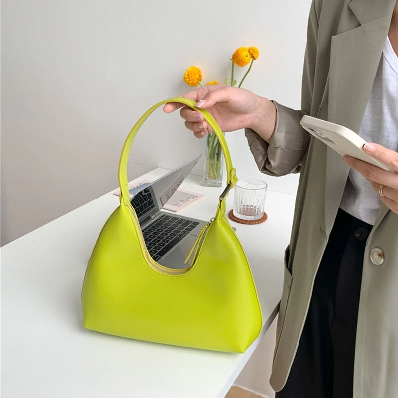 Small Shoulder Bag PU Leather Casual Hobos Underarm Top Handle Bag