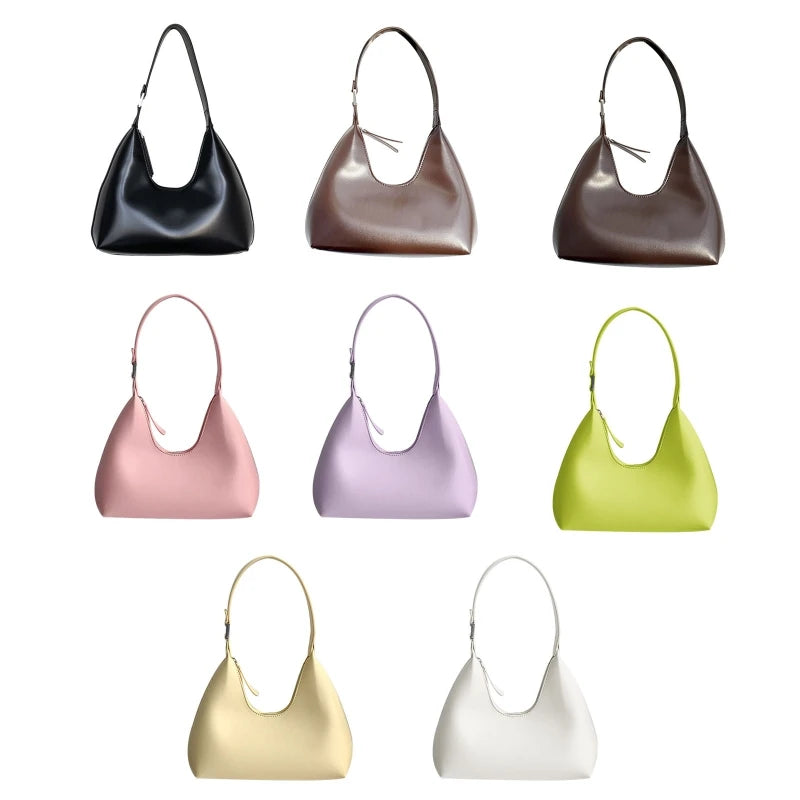 Small Shoulder Bag PU Leather Casual Hobos Underarm Top Handle Bag