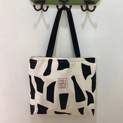 Canvas Tote Bag Large Capacity Harajuku Print Shoulder Bag