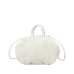 Winter Handbag Fluffy Tote Woven Carry Handle Small Mini Crossbody Bags