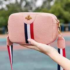Women's Bee Shoulder/Crossbody Bag Leather Phone Bags Stripe Zipper