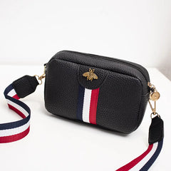 Women's Bee Shoulder/Crossbody Bag Leather Phone Bags Stripe Zipper