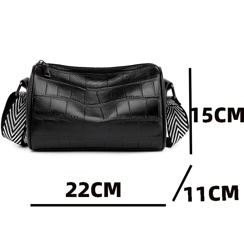 Plaid Shoulder Bag Soft Leather Crossbody Handbag for Women