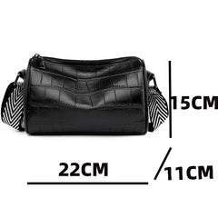 Plaid Shoulder Bag Soft Leather Crossbody Handbag for Women
